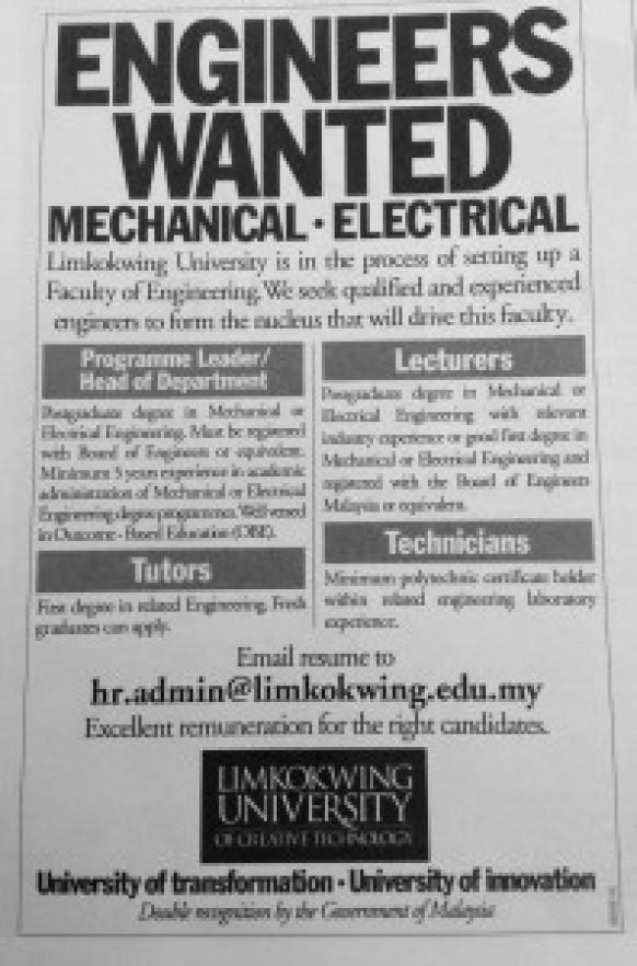 LimKokWing University setting up Engineering Faculty