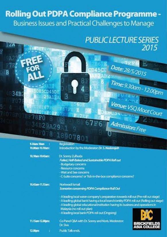 Listen to free lecture series on human rights and personal data protection act this 28 & 29 May at Brickfields Asia College