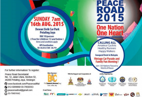 "One Nation One Heart" Peace Road this 16 August 2015