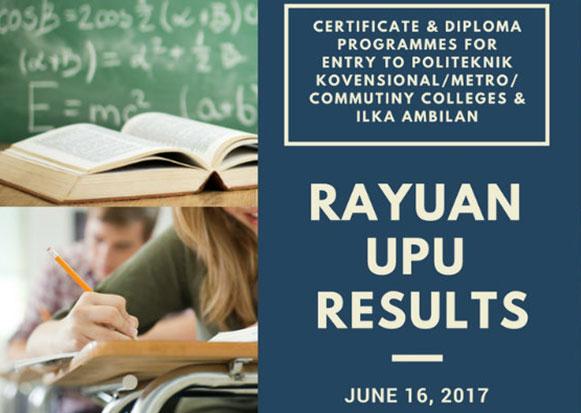 Announcement of Rayuan Results for Certificate & Diploma Programmes for Entry to Politeknik Kovensional/Metro/Commutiny Colleges & ILKA Ambilan