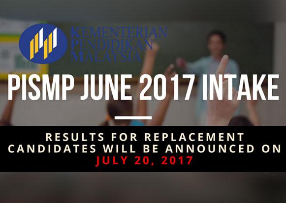 PISMP June 2017 Intake : Results for Replacement Students Will Be Announced on July 20