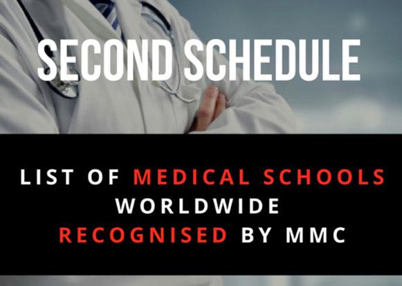 Second Schedule : List of Medical Schools Worldwide Recognised by the Malaysian Medical Council