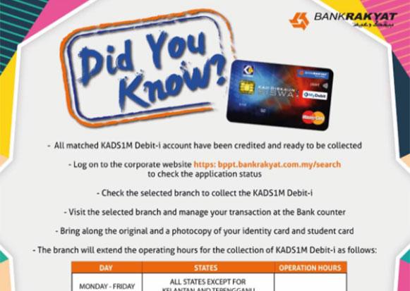 KADS1M Update : All Matched KADS1M Debit-i Accounts Have Been Credited & Are Ready To Be Collected