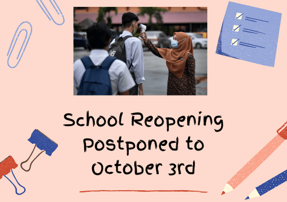 School Reopening Postponed to October 3rd