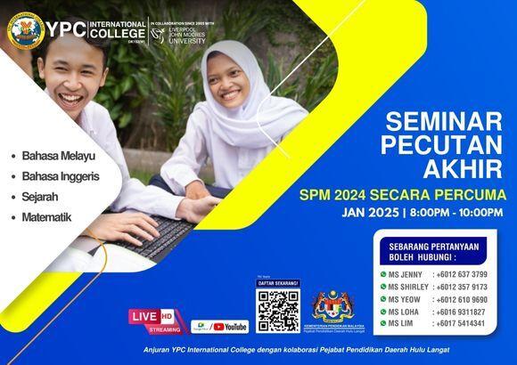 Seminar Pecutan Akhir SPM 2024 Secara Percuma! – Peluang Terbaik untuk Pelajar SPM 2024